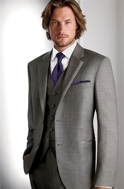 grey and purple prom suit